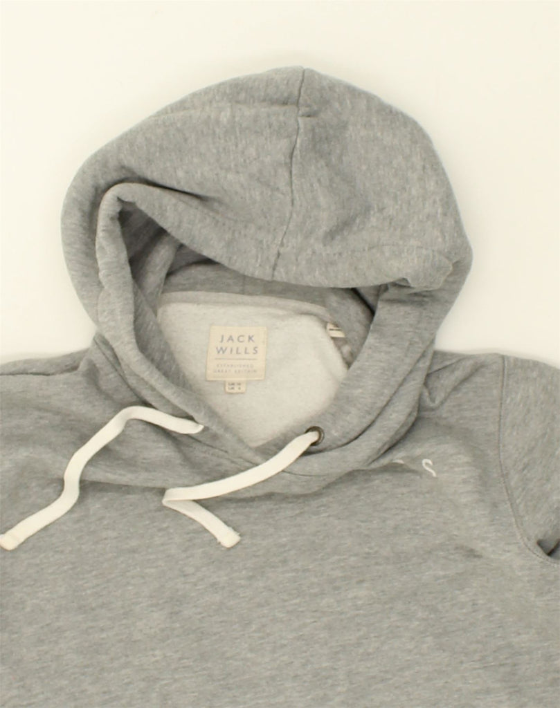 JACK WILLS Womens Graphic Hoodie Jumper UK 10 Small  Grey Cotton | Vintage Jack Wills | Thrift | Second-Hand Jack Wills | Used Clothing | Messina Hembry 