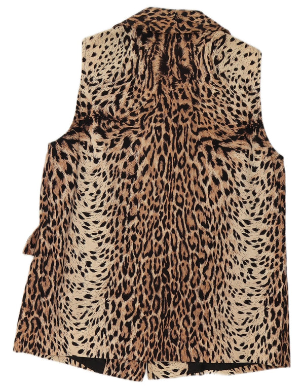 Vintage Womens Double Breasted Blazer Jacket UK 16 Large Brown Animal Print
