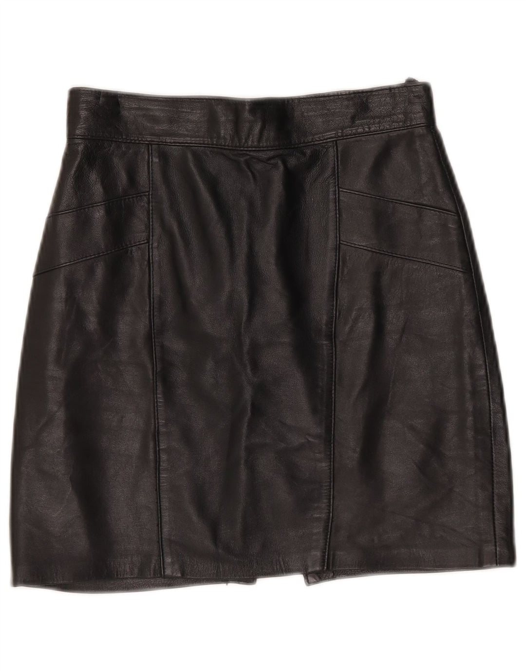 Vintage Womens Mini Leather Skirt W25 XS Black