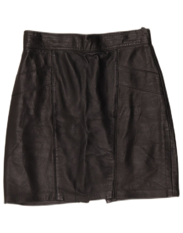 Vintage Womens Mini Leather Skirt W25 XS Black