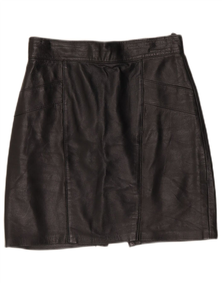 Vintage Womens Mini Leather Skirt W25 XS Black