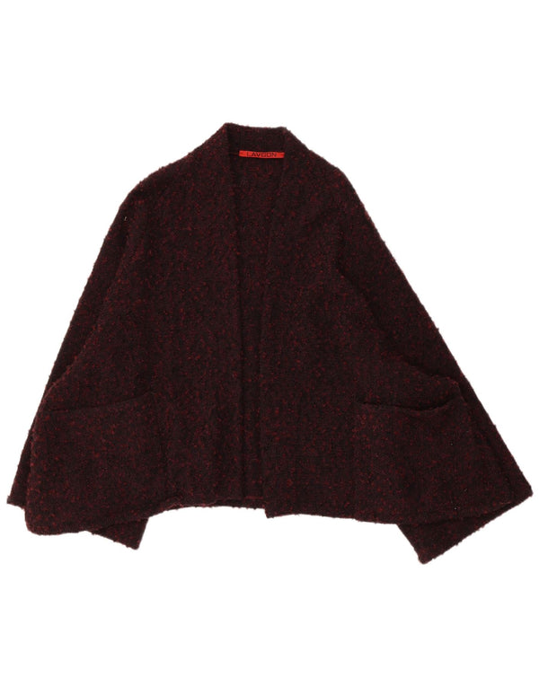 Vintage Womens Poncho Open Cardigan Sweater One Size Burgundy Flecked Wool
