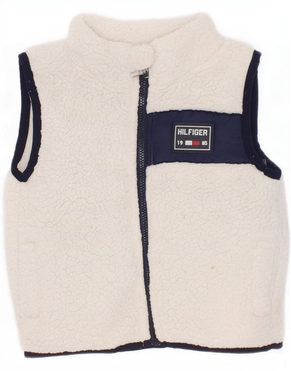 Tommy Hilfiger Baby Girls Fleece Gilet 6-9 Months White Colourblock
