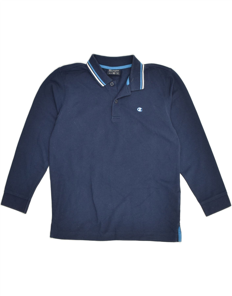 CHAMPION Boys Long Sleeve Polo Shirt 7-8 Years Small Navy Blue Cotton | Vintage Champion | Thrift | Second-Hand Champion | Used Clothing | Messina Hembry 