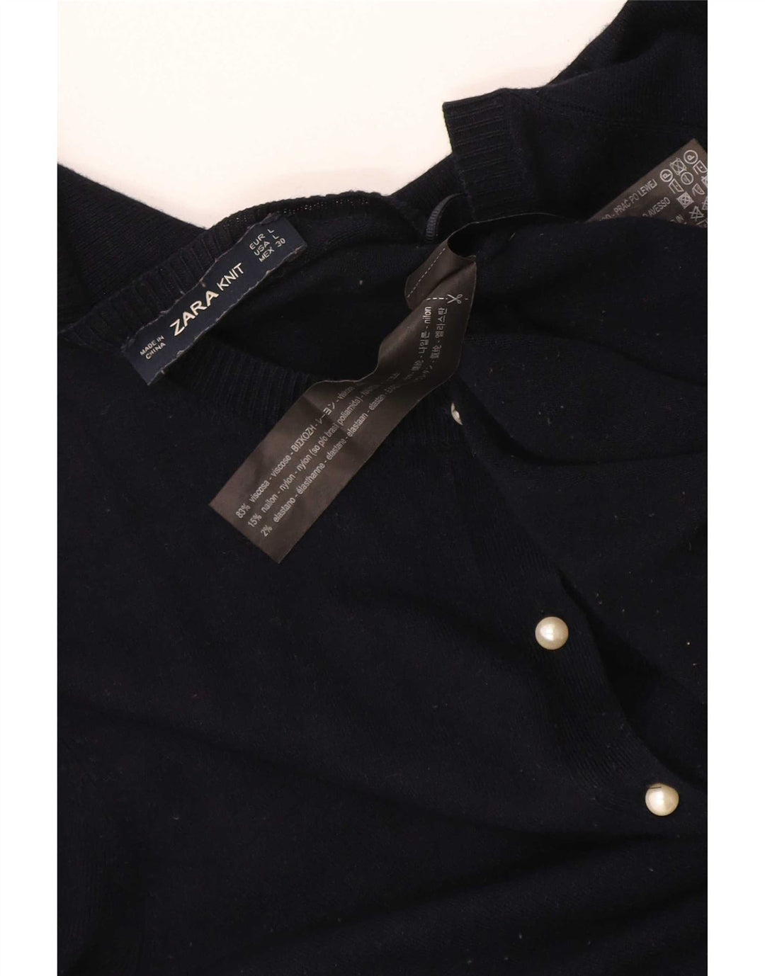 Zara Womens Cardigan Sweater UK 14 Large Navy Blue Viscose
