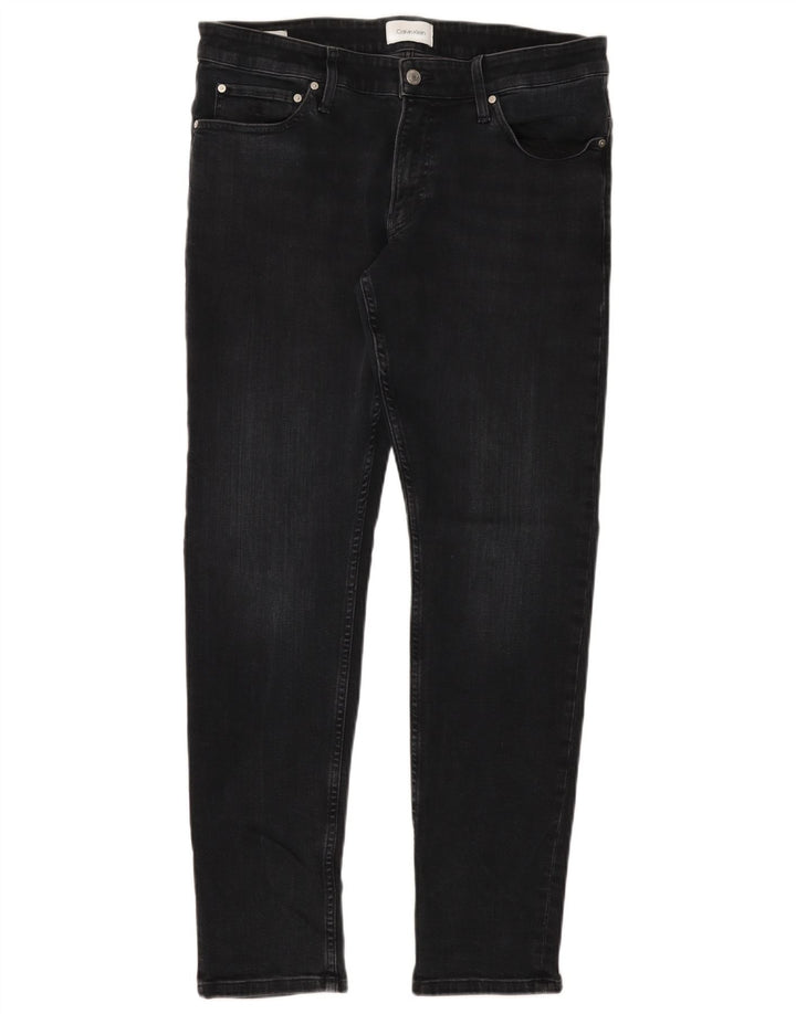 Calvin Klein Mens Slim Jeans W33 L32 Black Cotton