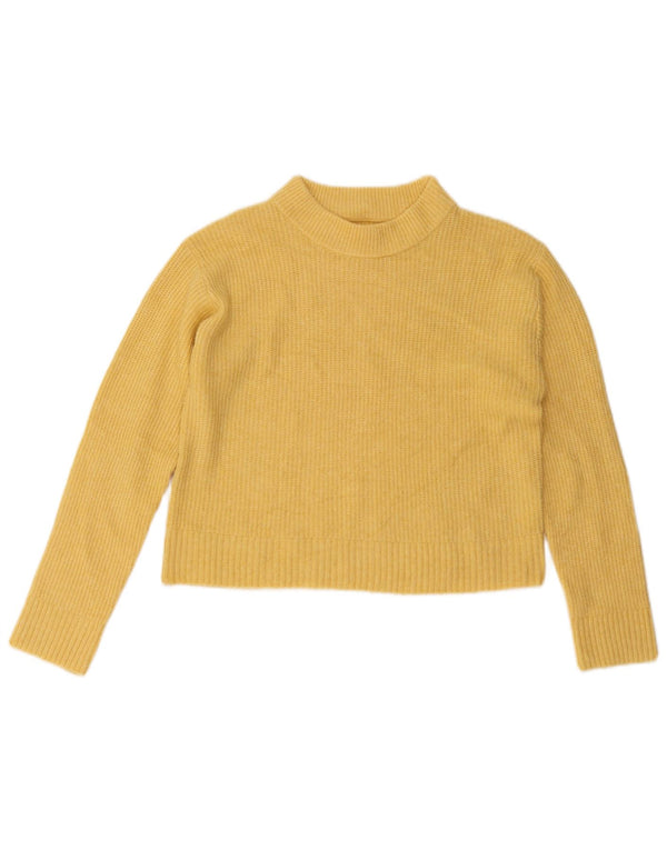 Zara Girls Crop Turtle Neck Jumper Sweater 13-14 Years Yellow Polyester