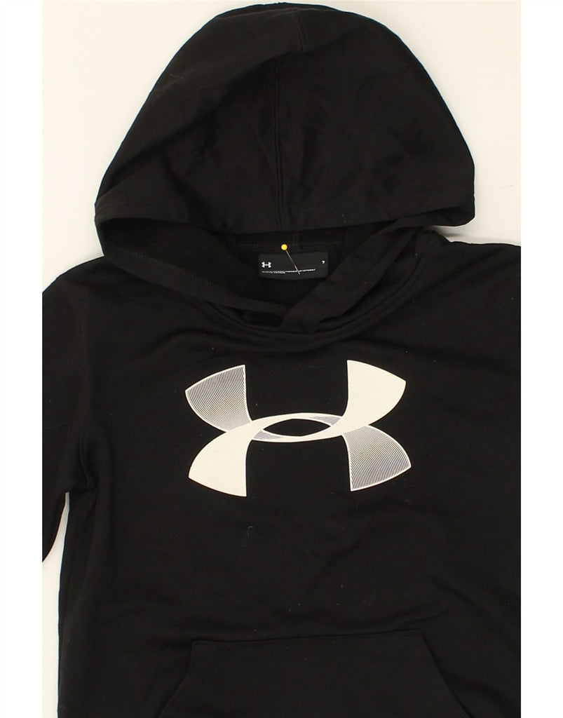 UNDER ARMOUR Girls Graphic Hoodie Jumper 6-7 Years Black Polyester | Vintage Under Armour | Thrift | Second-Hand Under Armour | Used Clothing | Messina Hembry 