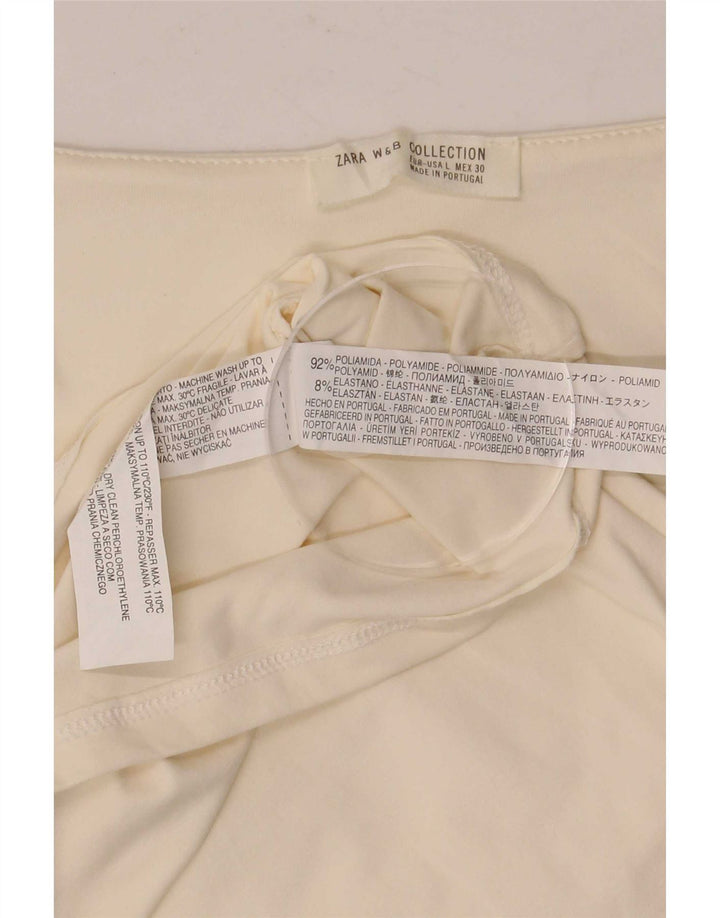 Zara Womens Vest Top UK 14 Large Off White Polyamide