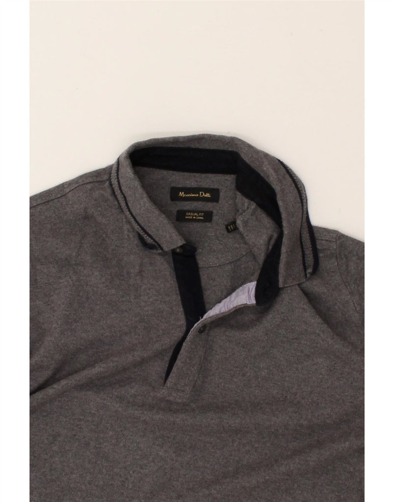 MASSIMO DUTTI Mens Classic Fit Long Sleeve Polo Shirt Large Grey Vintage Massimo Dutti and Second-Hand Massimo Dutti from Messina Hembry 