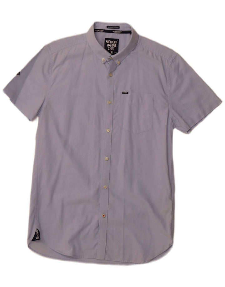 SUPERDRY Mens Short Sleeve Shirt Medium Blue Cotton
