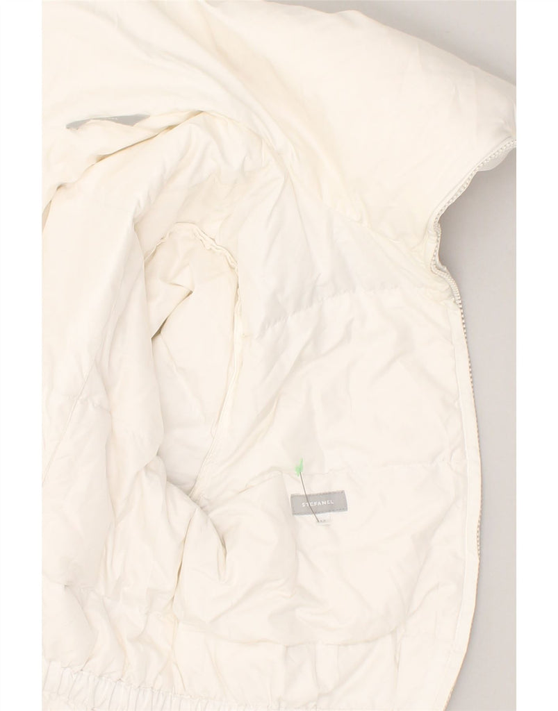 STEFANEL Womens Padded Jacket UK 14 Medium Off White Polyester | Vintage Stefanel | Thrift | Second-Hand Stefanel | Used Clothing | Messina Hembry 