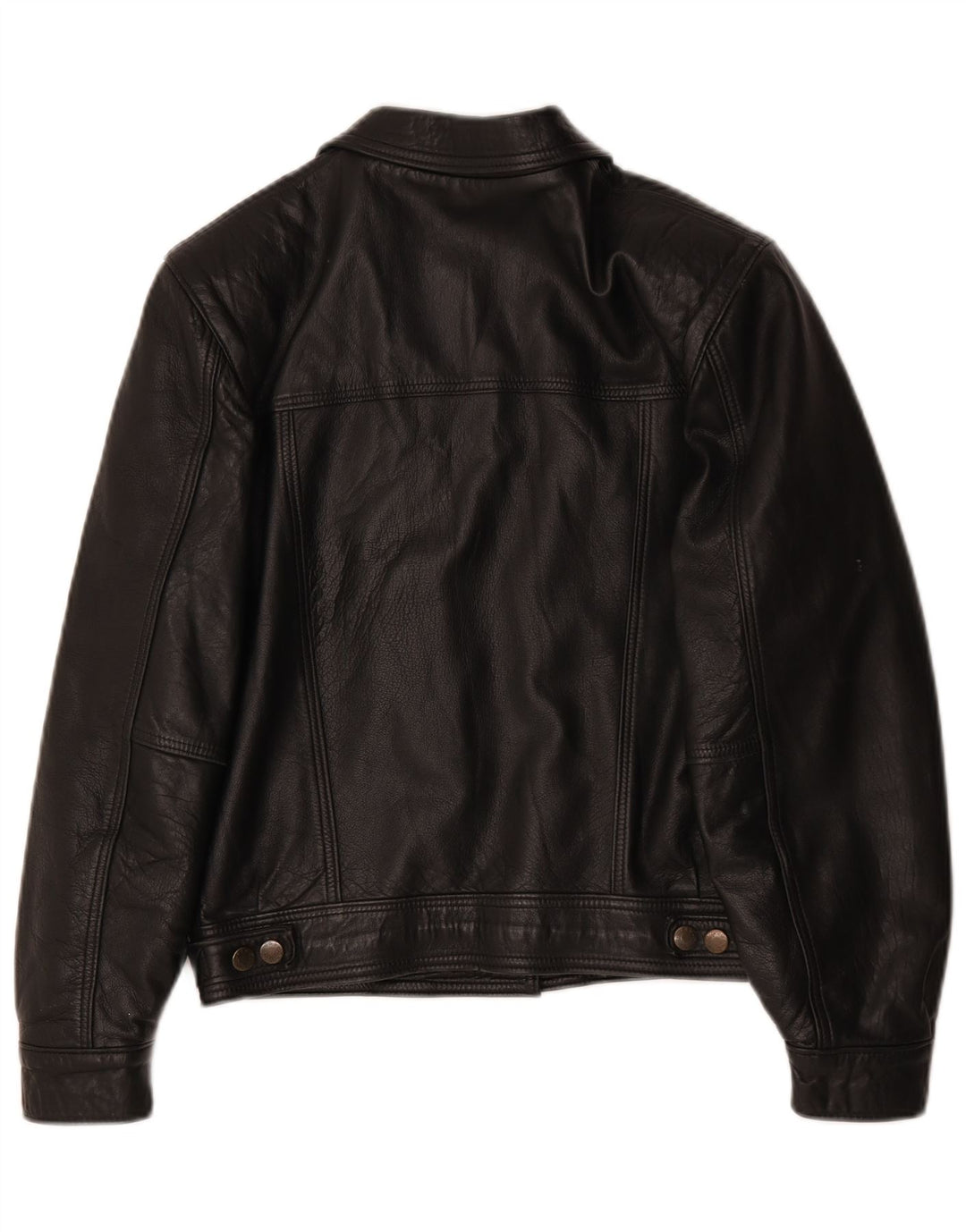 Vintage Womens Oversized Leather Jacket UK 10 Small Black