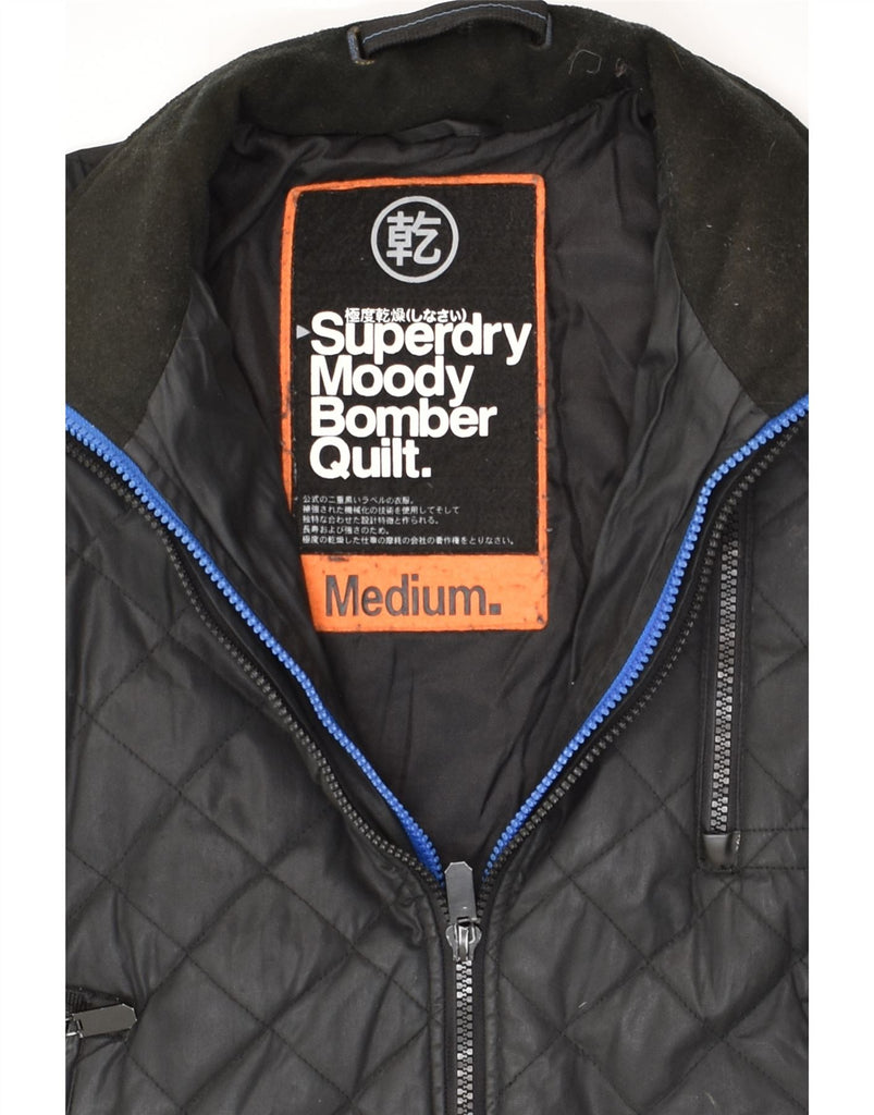 SUPERDRY Mens Padded Jacket UK 38 Medium Black Cotton | Vintage Superdry | Thrift | Second-Hand Superdry | Used Clothing | Messina Hembry 