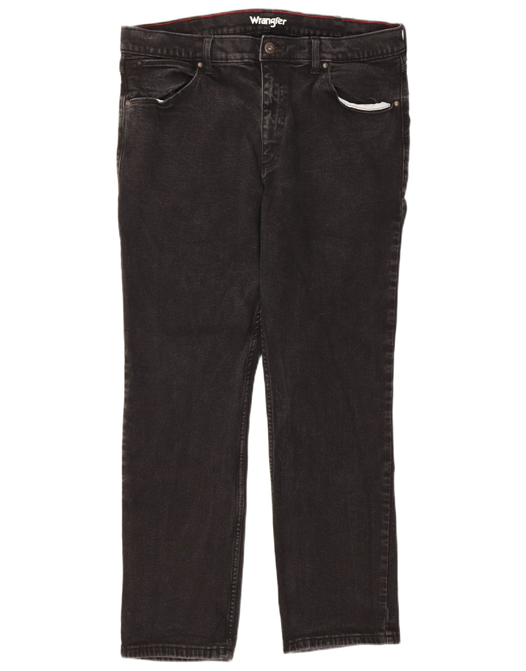 Wrangler Mens Regular Straight Jeans W38 L30 Black Cotton