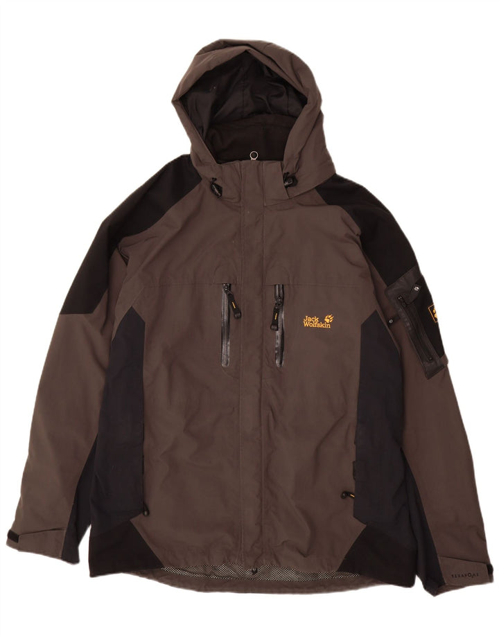 Jack Wolfskin Mens Rain Jacket UK 40/42 Large Grey Colourblock Polyamide