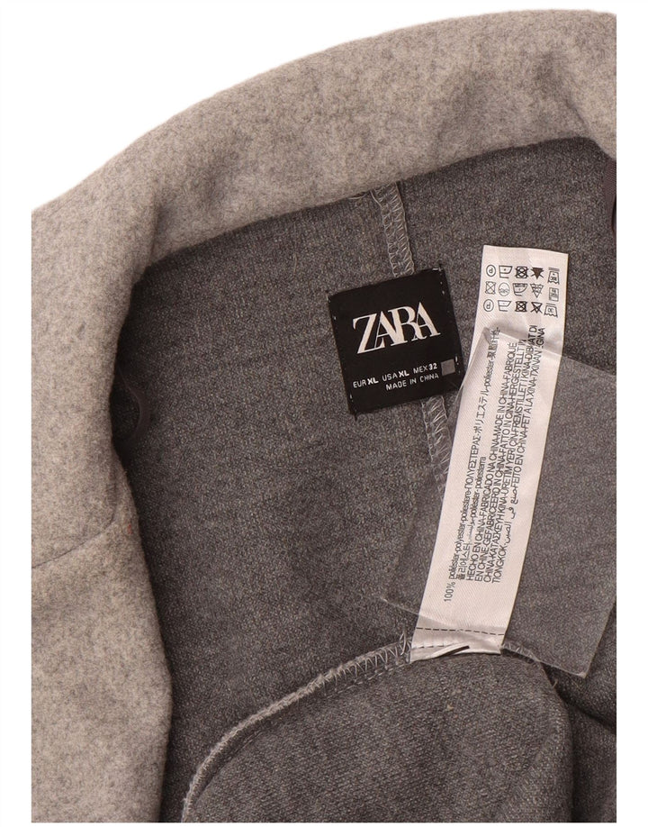 ZARA Womens Open Overcoat UK 18 XL Grey Polyester