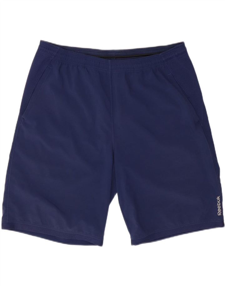 REEBOK Mens Sport Shorts Large  Navy Blue Polyester