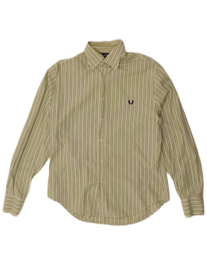 Fred Perry Mens Slim Fit Shirt Medium Green Pinstripe
