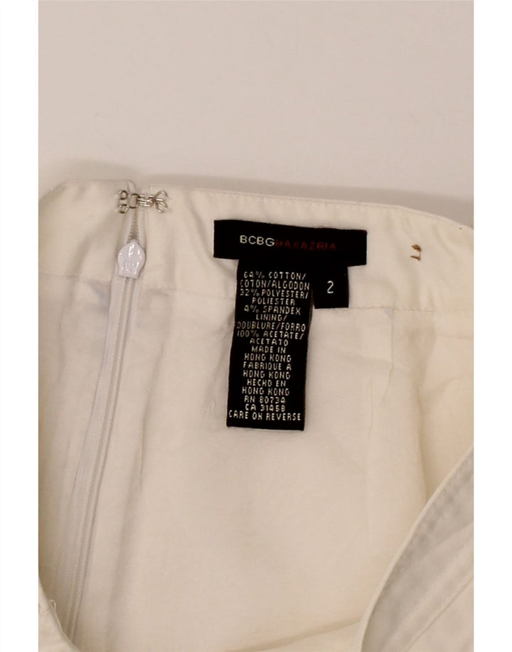 BCBGMAXAZRIA Womens Straight Skirt US 2 XS W26 Off White Cotton Vintage BCBGMAXAZRIA and Second-Hand BCBGMAXAZRIA from Messina Hembry 