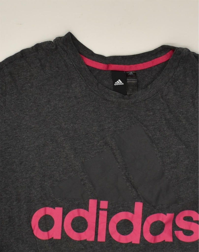 ADIDAS Womens Graphic T-Shirt Top UK 18 XL Grey Cotton | Vintage Adidas | Thrift | Second-Hand Adidas | Used Clothing | Messina Hembry 