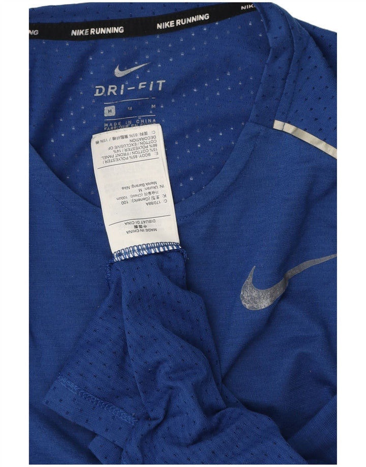 NIKE Mens Dri Fit T-Shirt Top Medium Blue Polyester