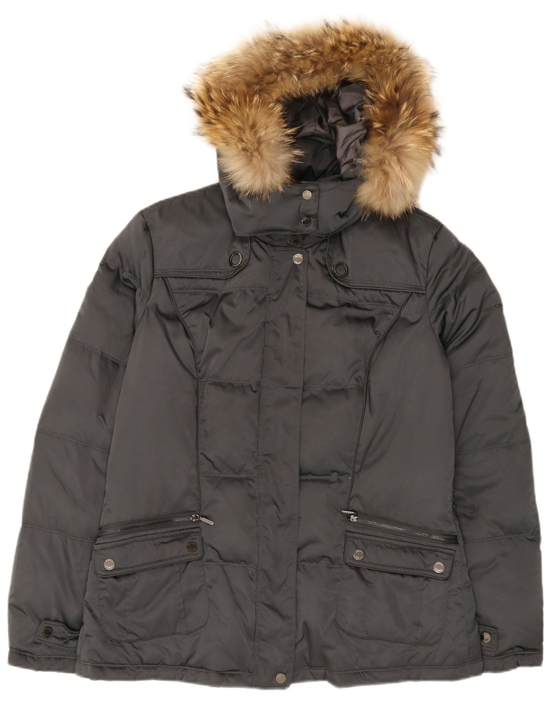 Geox Womens Respira Hooded Padded Jacket UK 14 Large Grey