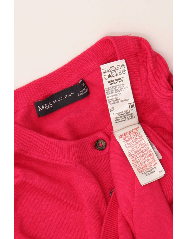 Marks & Spencer Womens Cardigan Sweater UK 14 Medium Pink Viscose