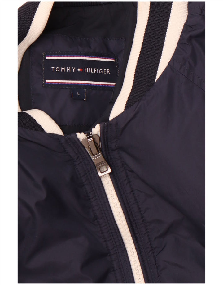 TOMMY HILFIGER Womens Bomber Jacket UK 16 Large Navy Blue