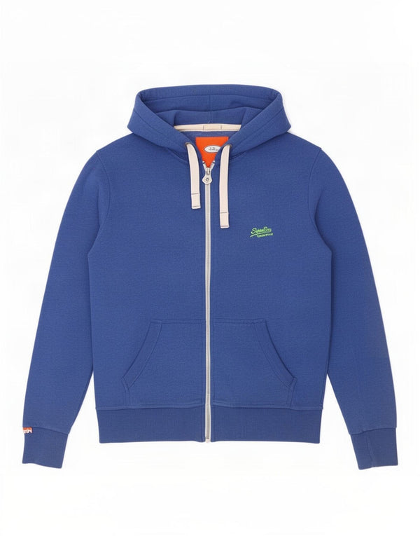 Superdry Mens Zip Hoodie Sweater Large Blue Cotton