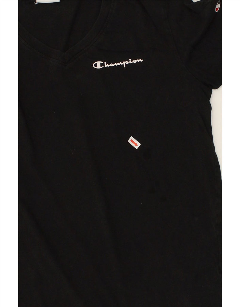 CHAMPION Womens Graphic T-Shirt Top UK 12 Medium Black Cotton | Vintage Champion | Thrift | Second-Hand Champion | Used Clothing | Messina Hembry 