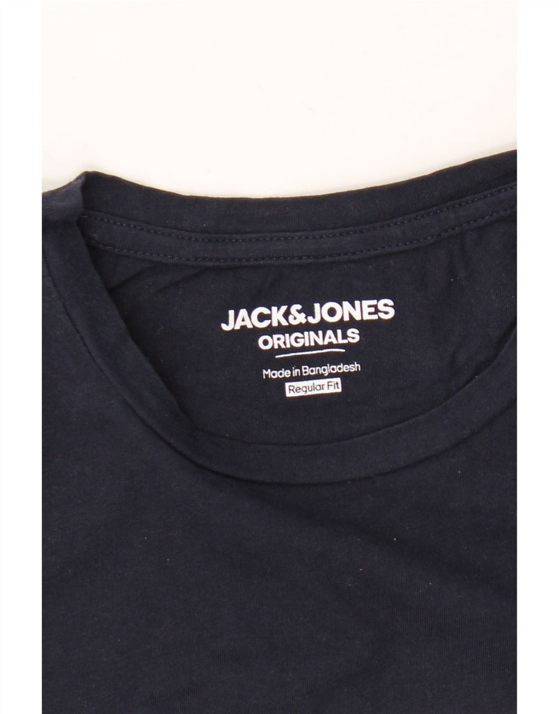 JACK & JONES Mens Regular Fit Graphic T-Shirt Top Medium Navy Blue Cotton Vintage Jack & Jones and Second-Hand Jack & Jones from Messina Hembry 