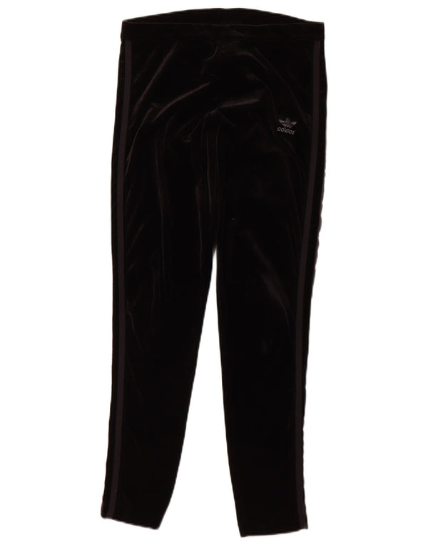 ADIDAS Womens Velour Leggings UK 12 Medium Black Polyester