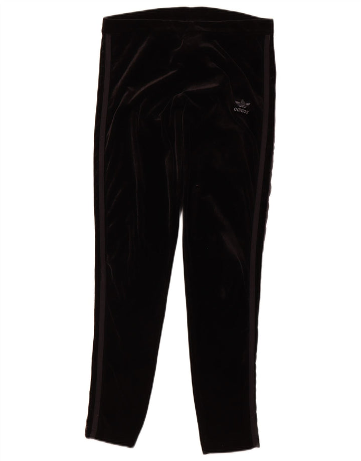 ADIDAS Womens Velour Leggings UK 12 Medium Black Polyester