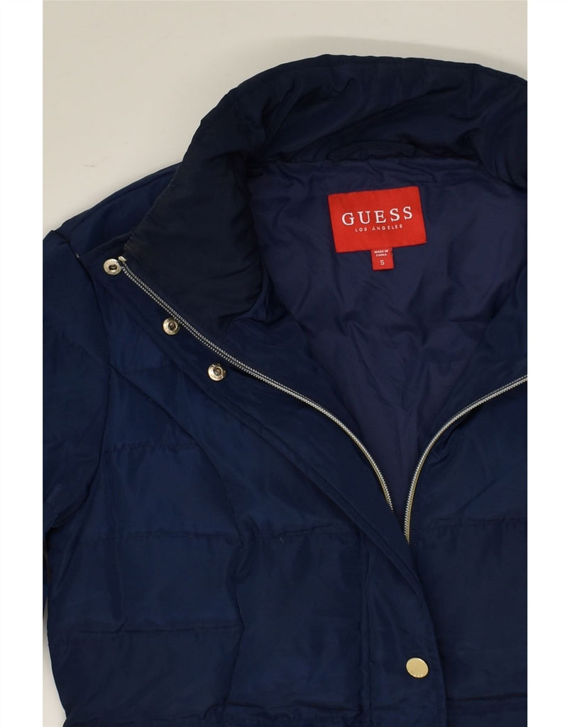 GUESS Womens Padded Coat UK 10 Small Navy Blue Polyester | Vintage Guess | Thrift | Second-Hand Guess | Used Clothing | Messina Hembry 