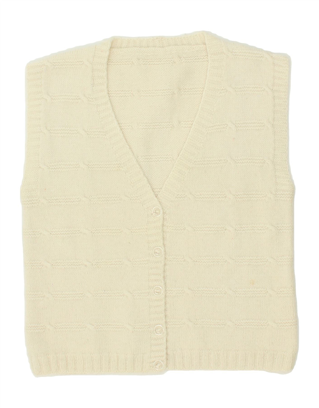 VINTAGE Womens Sleeveless Cardigan Sweater UK 14 Medium Off White Vintage Vintage and Second-Hand Vintage from Messina Hembry 