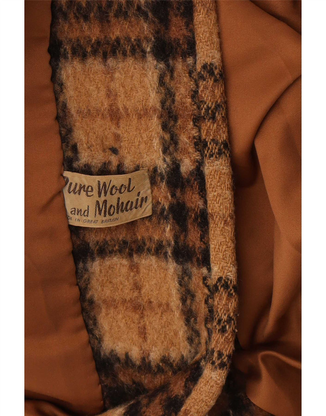 Vintage Womens Overcoat UK 14 Medium Brown Plaid Wool