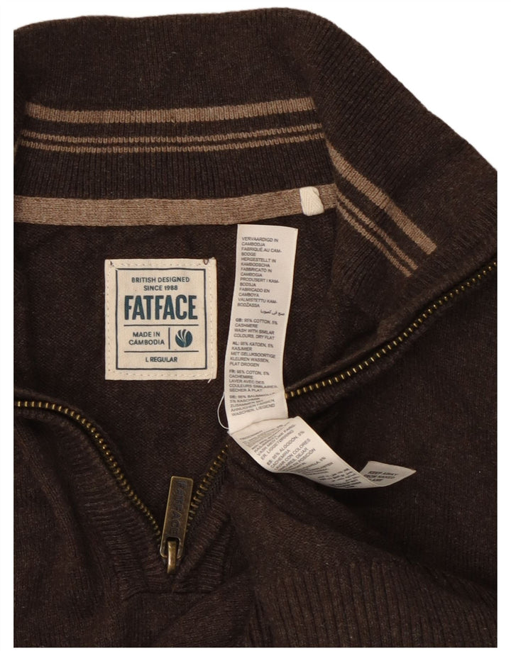Fat Face Mens Regular Fit Zip Neck Jumper Sweater Large Brown Cotton