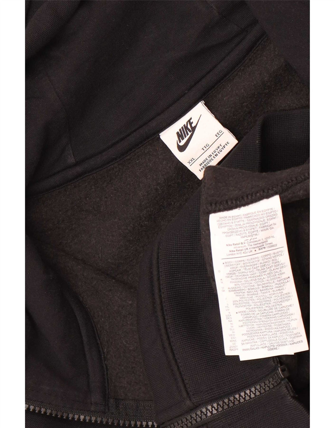 Nike Mens Zip Hoodie Sweater 2XL Black Cotton