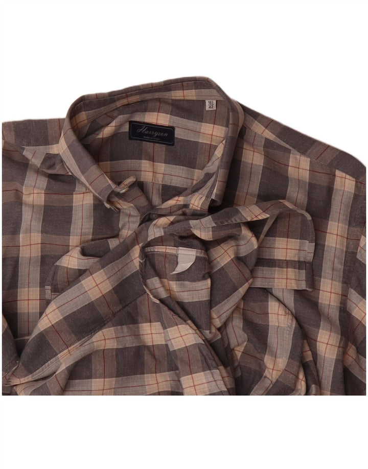 VINTAGE Mens Shirt Size 16 1/2 42 Large Grey Check Cotton
