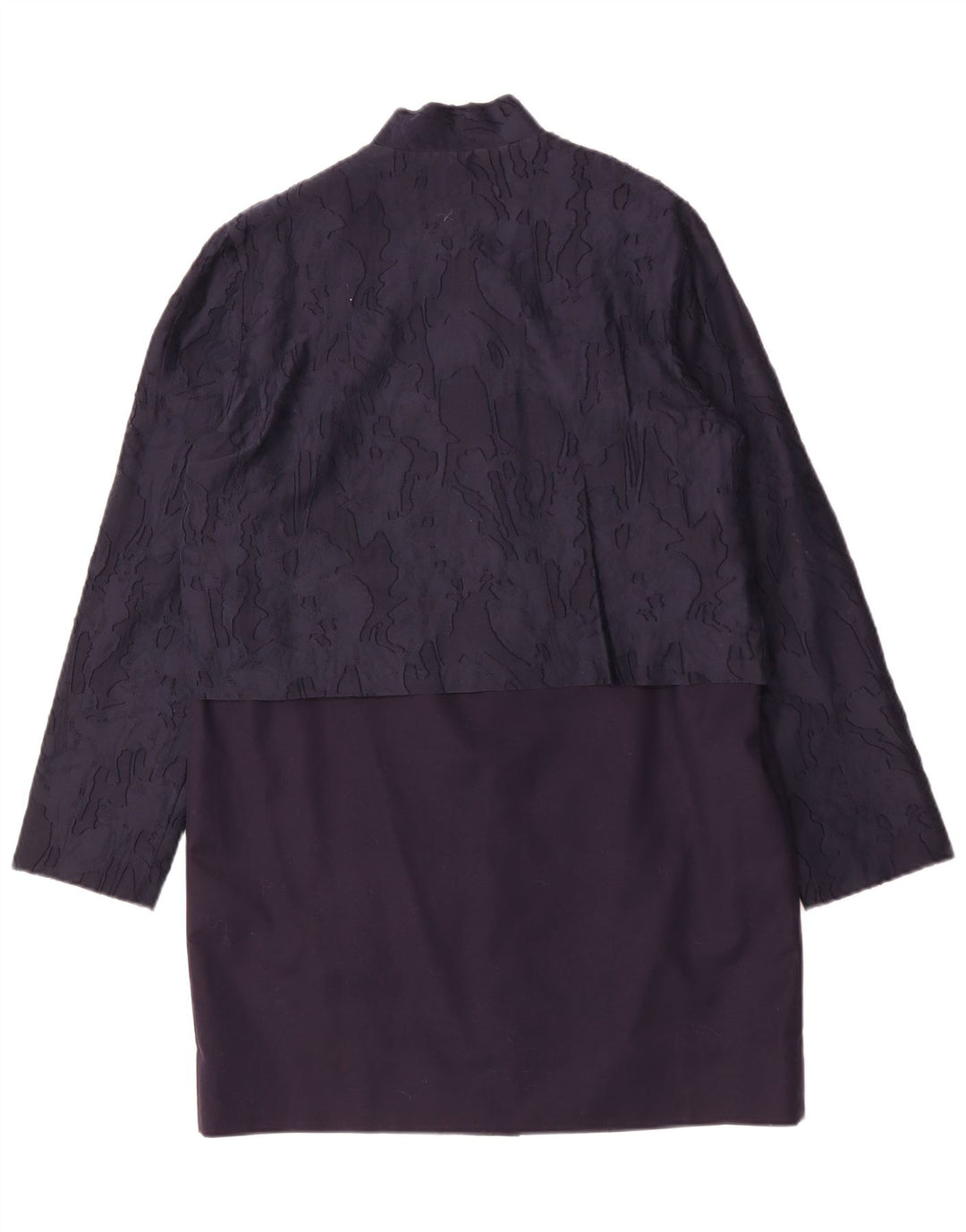 COS Womens Overcoat EU 40 Medium Navy Blue Camouflage Cotton