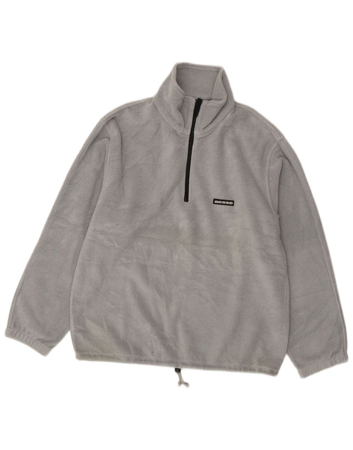 Aesse Mens Zip Neck Fleece Jumper Medium Grey