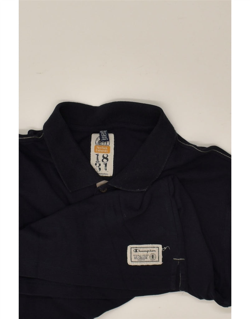 CHAMPION Boys Graphic Long Sleeve Polo Shirt 13-14 Years XL  Navy Blue | Vintage Champion | Thrift | Second-Hand Champion | Used Clothing | Messina Hembry 