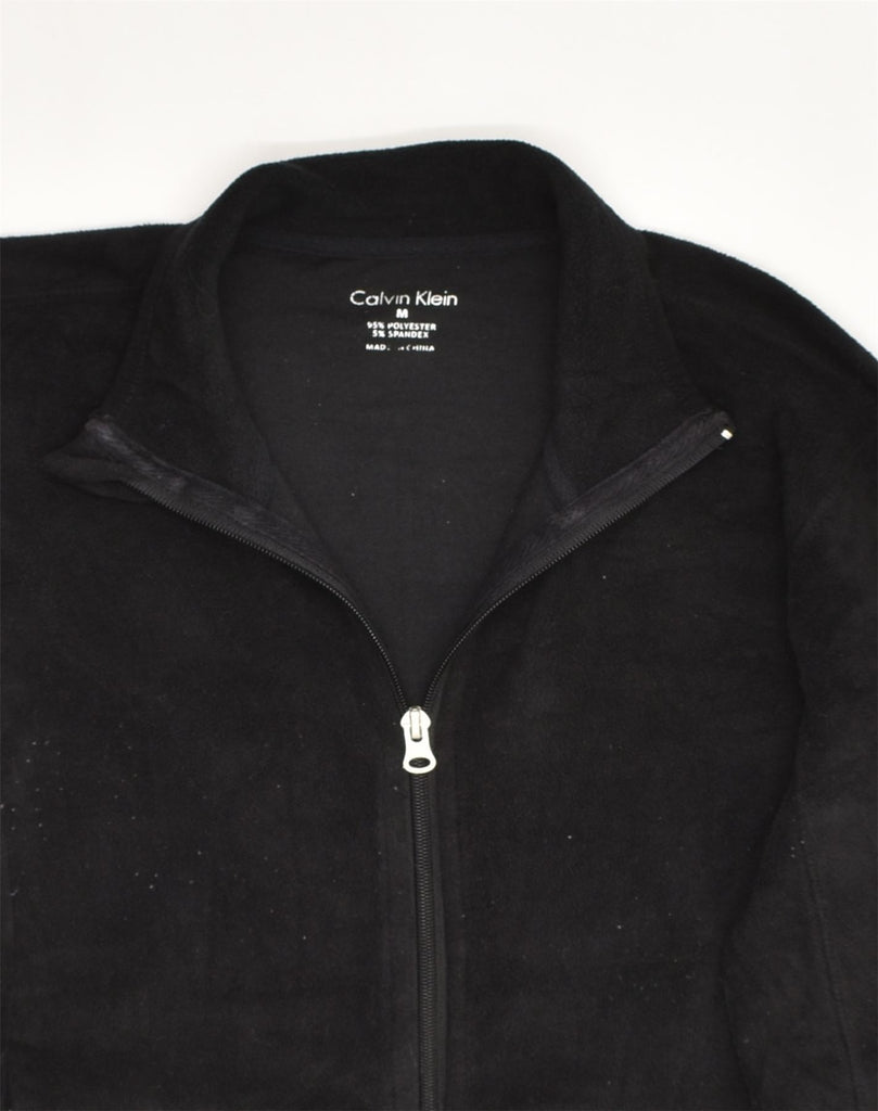 CALVIN KLEIN Womens Fleece Jacket UK 14 Medium Black Polyester | Vintage Calvin Klein | Thrift | Second-Hand Calvin Klein | Used Clothing | Messina Hembry 