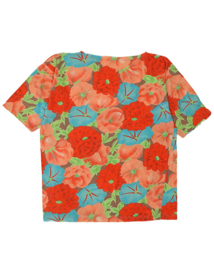 Vintage Womens Graphic T-Shirt Top UK 14 Medium Multicoloured Floral