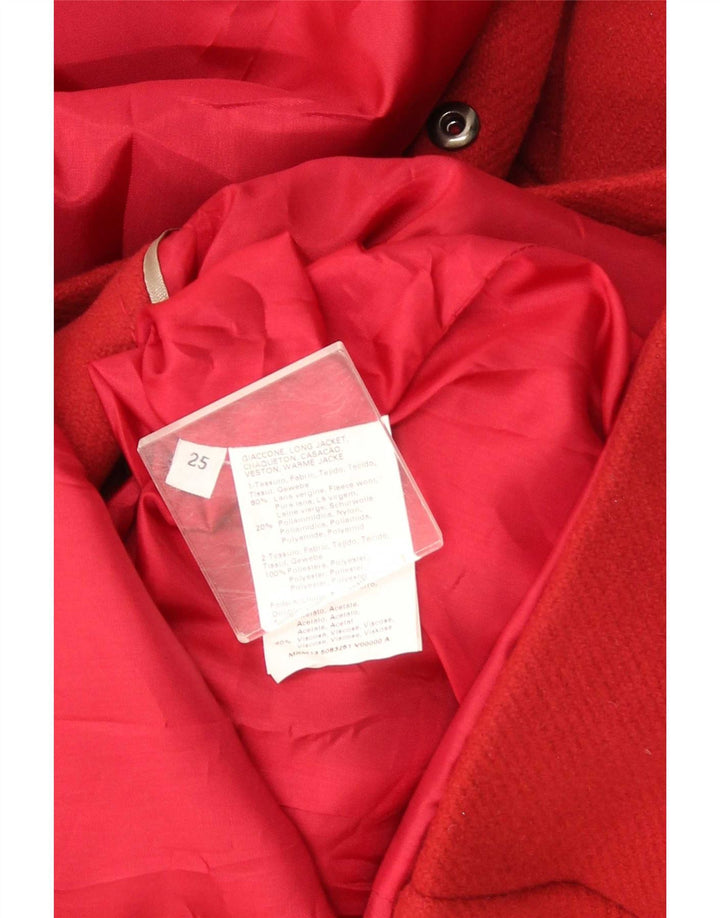 Marina Sport Womens Oversized Hooded Overcoat Size 25 Large Red Virgin Wool