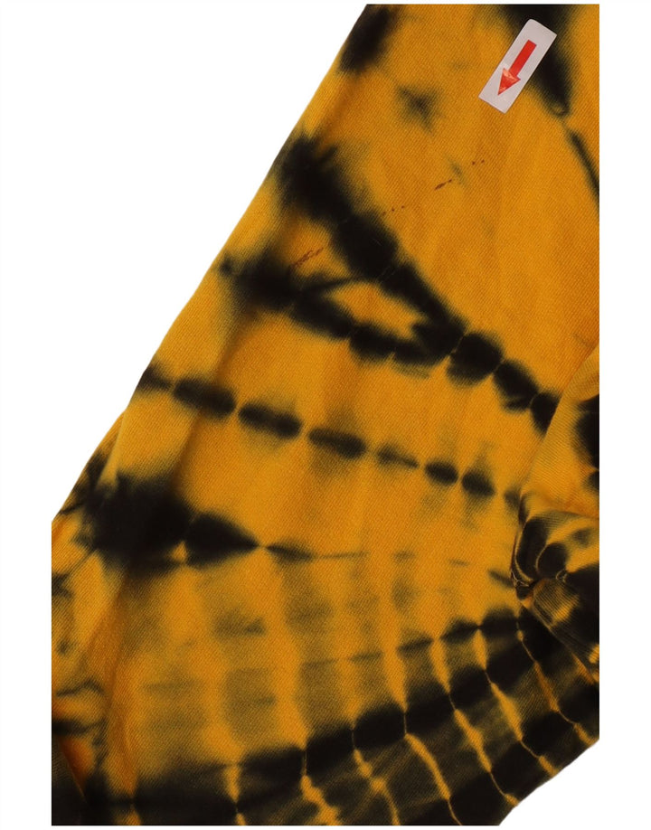 Dkny Womens Oversized Graphic Sweatshirt Jumper UK 10 Small Yellow Tie Dye