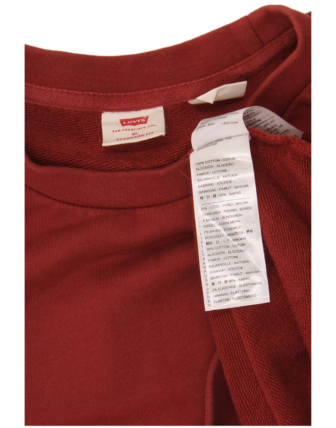 LEVI'S Mens Graphic Standard Fit Sweatshirt Jumper XL Maroon Cotton