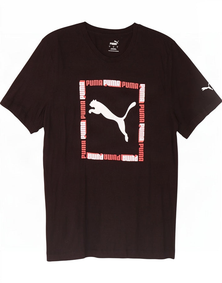 Puma Mens Graphic T-Shirt Top Large Black Cotton