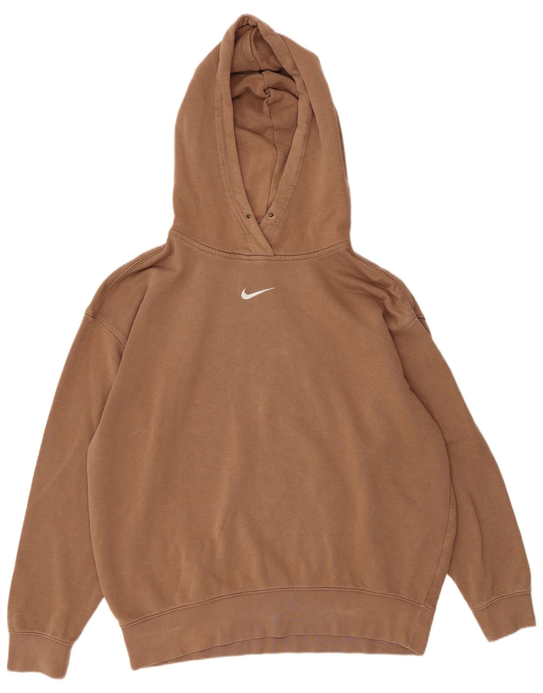 NIKE Womens Oversized Hoodie Jumper UK 10 Small Brown Cotton